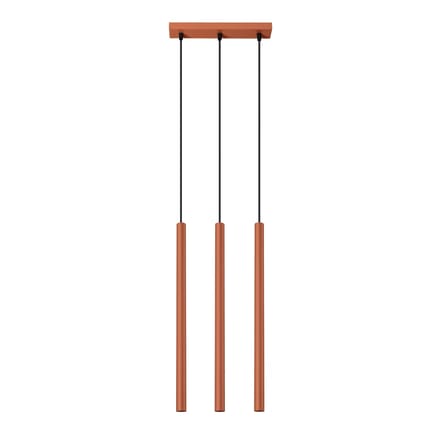 Hanglamp PASTELO 3 met 3 buiskappen in lijn - Sollux Lighting - IP20 - Okerrood staal behuizing - 30 x 5 x 94 cm - 3 x G9 LED, exclusief lichtbron - 3 x 8 W - Moderne hanglamp voor woonkamer, eetkamer en keuken