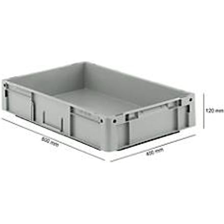 Eurobox serie LTF 6120, gemaakt van PP, inhoud 21 L, bodemgreep, grijs