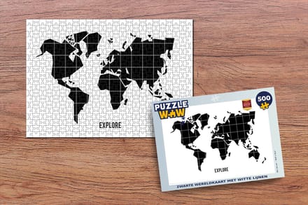 Puzzel Wereldkaart - Trendy - Zwart - Legpuzzel - Puzzel 500 stukjes