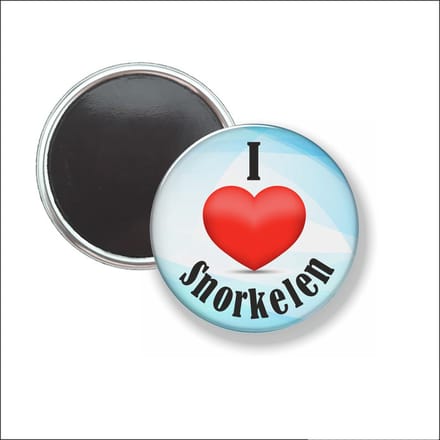 Button Met Magneet 58 MM - I Love Snorkelen - NIET VOOR KLEDING