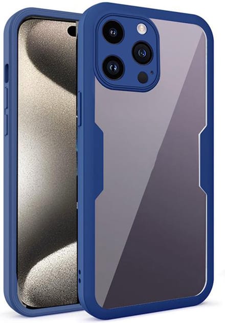 Hoesje geschikt voor Apple iPhone 15 Pro Max - Techsuit ColorVerse 360 Case met Screenprotector - Blauw