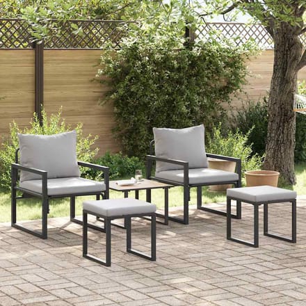 vidaXL - Tuinmeubelen - 4 - st - 2-Aantal - zitplaatsen - Lichtgrijs - Polyester