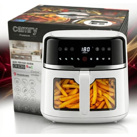 Airfryer 8L Friteuse Zonder Olie XXL Friteuse 2500W 9 Programma's Temperatuurregeling 80-200°C Timer LED Display