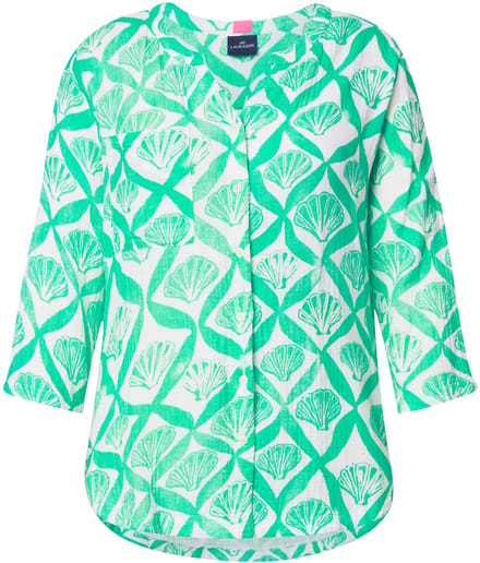 Laurasøn - Dames - Mousseline-blouse 3/4 mouw V-hals - Kiwi - Maat 44+