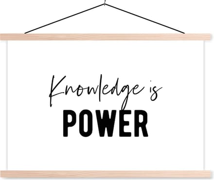 Posterhanger incl. Poster 60x40 cm - Schoolplaat - Quotes - Kennis - Leren - Studenten - Studeren - Textielposter - Blanke latten