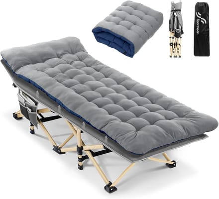 Opklapbed - Campingbed - Comfortabel slapen - Hoge belastbaarheid - 188 x 71 cm - Grijs