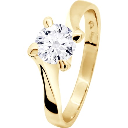 Solitaire Diamond 0,50 Cts 4 Claws Geel Goud 18 Karaat