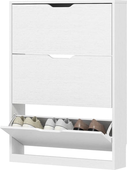 HOMCOM Flip-down Shoe Cabinet-Spanplatte-80L x 17B x 108H cm-Weiß