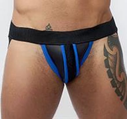 Mister b neoprene jockstrap black blue s