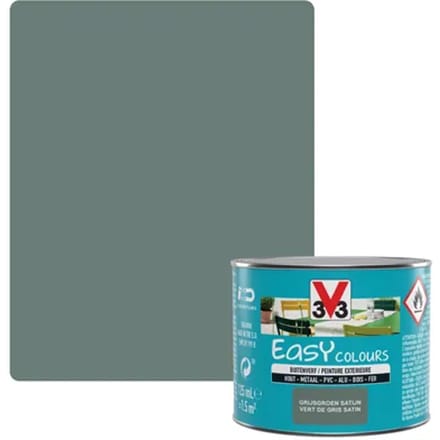 V33 Decoratieve Verf Easy Colours - Grijsgroen - Zijdeglans 0.125l