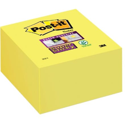 Memoblok post-it 2028 super sticky 76x76mm kubus Geel