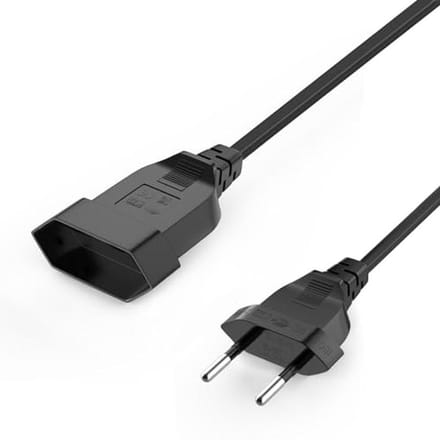 Verlengkabel Stroomkabel - Platte Kabel - Apparaten Aansluiten - Dunne Platte Stekker - 2 Meter - Zwart