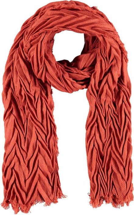 Sarlini Langwerpige Woven Plisse Sjaal Oranje