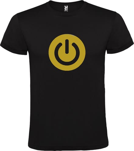 Zwart T-shirt ‘Power Button’ Goud Maat M