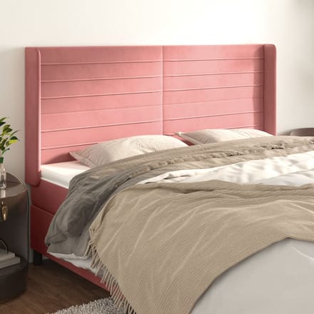 vidaXL - Hoofdbord - met - randen - 183x16x118/128 - cm - fluweel - roze
