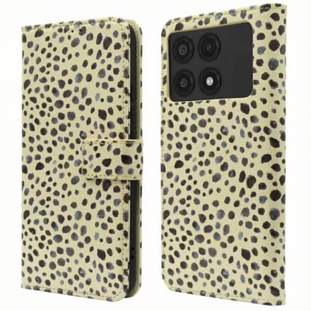 imoshion Hoesje - Geschikt voor Xiaomi Poco X6 Pro - Design Bookcase smartphone - Black And White Dots