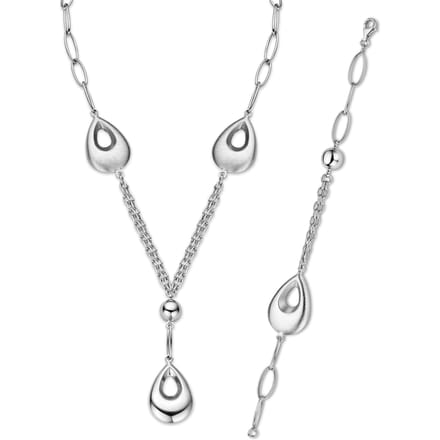 Orphelia Dames 925 Sterling Zilver Set: Ketting + Armband - Zilver SET-028