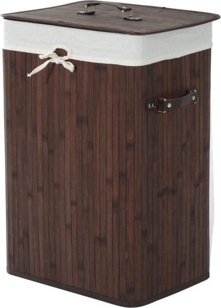 Bamboe wasmand 72 L - Luxe wasmand - Wassorteerder - Donkerbruin - L40 x B30 x H60 cm