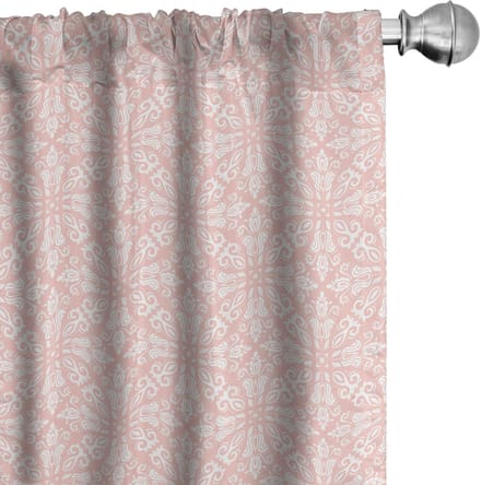 ABAKUHAUS Damast Voorhangen – 2x75x175 cm – Blush/Wit – Microvezel