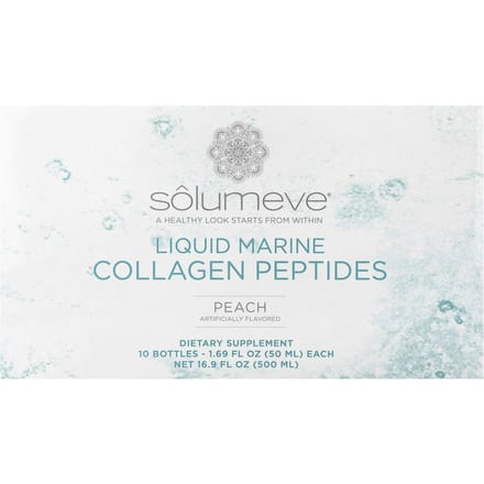 Solumeve Beauté Sans Âge Collagène Marin Liquide, CoQ10, Pêche, 10 Bouteilles