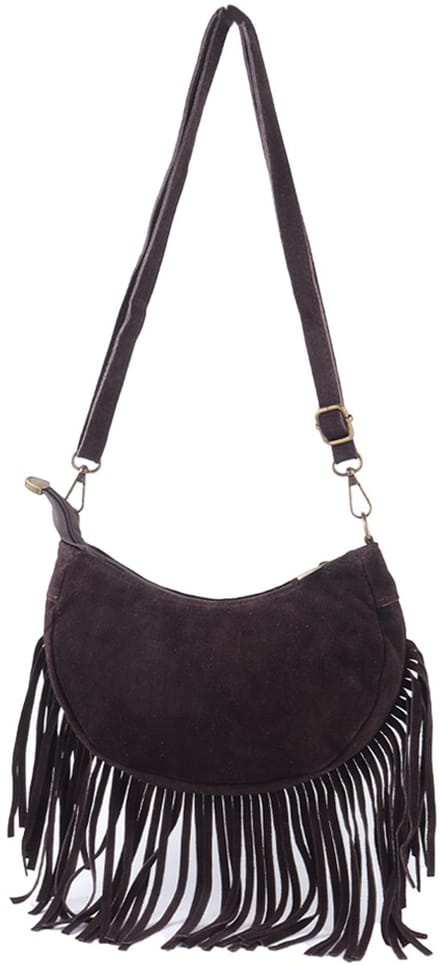 Giuliano Suede schoudertas Carice - Suede - Dames - Made in Italy - Koffie