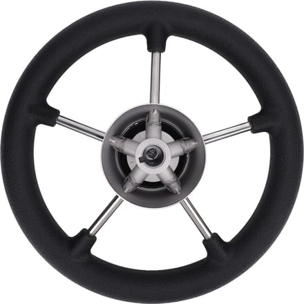 11 Inch Bootstuur 5 Spaken 25 Graden RVS Marine Stuurwiel met Middenkap gray