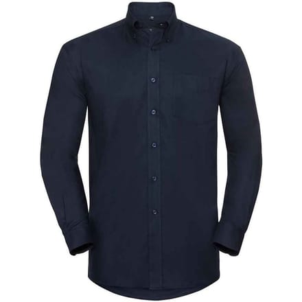 Russell Collection Heren Oxford Formeel Overhemd Met Lange Mouwen (Heldere marine)