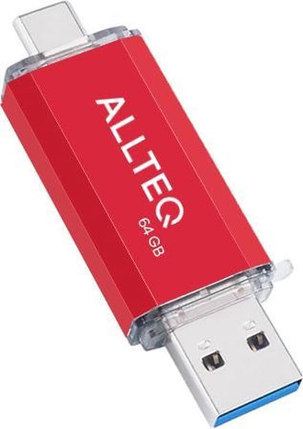 USB stick - Dual USB - USB C - 64 GB - Rood - Allteq