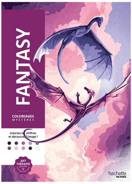Hachette Heroes – Fantasy kleurboek – kleur op nummer – 50 pagina's