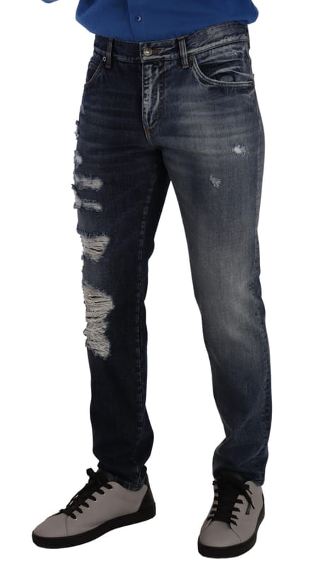 Dolce Gabbana Slimfit Versleten Jeans
