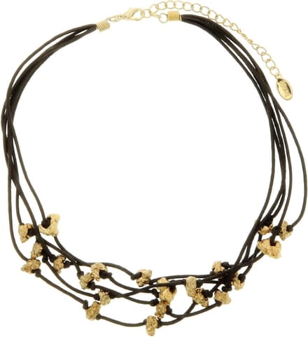 Behave - Dames Ketting - Boho Stijl - Zwart Met Goudkleur - 40+8 cm