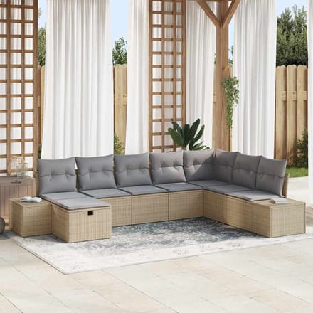 vidaXL - Tuinbank - Set - 8 - st - Beige - poly - rattan