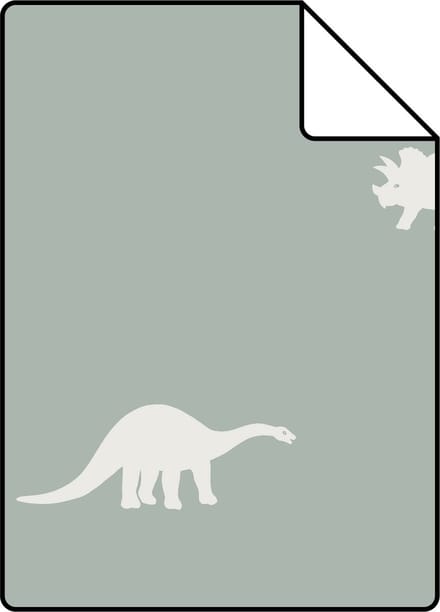 Proefstaal ESTAhome behang dinosaurussen vergrijsd mintgroen - 26.5 x 21 cm - 139284-S