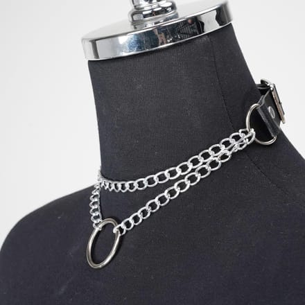Mode Femme Collier Chaîne en Cuir Collier Gothique Accessoires Quotidien Chaîne de Cou Accessoires d'Habillage gray