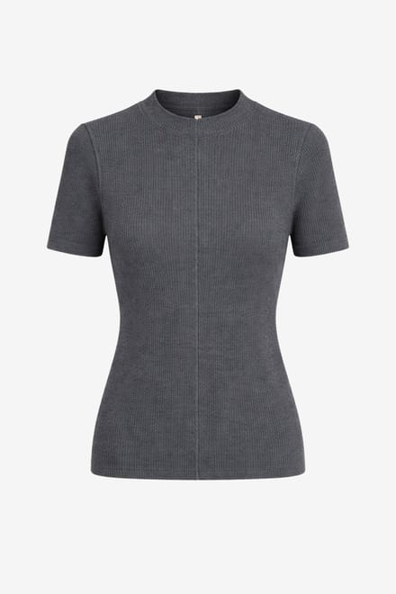 Rina rib knit top | Grey Melange - Grey Melange / S