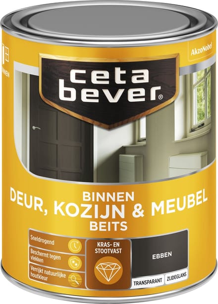Cetabever - Binnenbeits Deur, Kozijn & Meubel Transparant Zijdeglans - Ebben - 750 Ml
