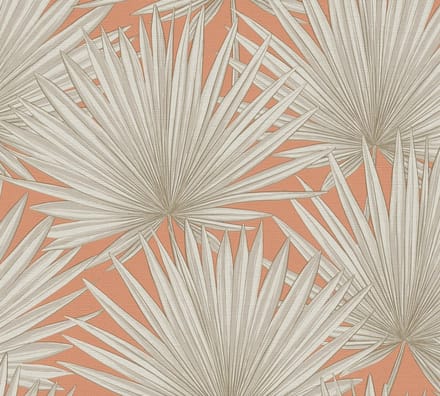 PALMBLADEREN BEHANG | Botanisch - beige crème oranje - A.S. Création Antigua