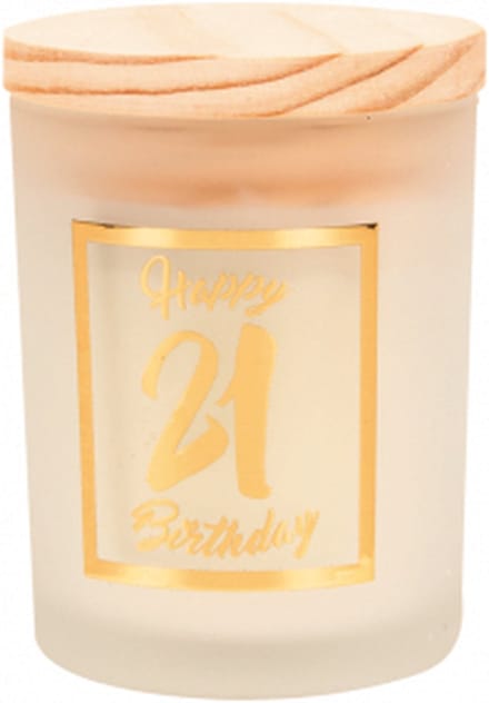 Geurkaars - White/gold - Happy Birthday - 21 jaar - In cadeauverpakking