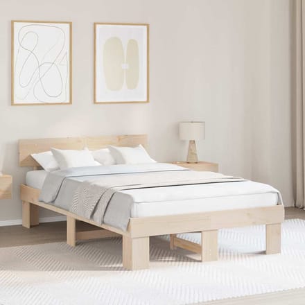 vidaXL - Bedframe - met - hoofdeinde - Naturel - 120 - x - 200 - cm - Massief - grenenhout