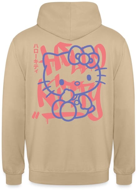 Hello Kitty Met Graffiti-Stijl Lettertype Hoodie Unisex