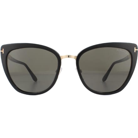Tom Ford Zonnebril Simona FT0717 01A Glanzend Zwart Roos Goud Smoke Grijs