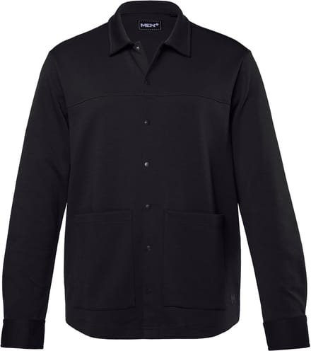 Men Plus - Heren - Men+ jersey overshirt FLEXLASTIC® lange mouwen overhemd - Zwart - Maat 7XL