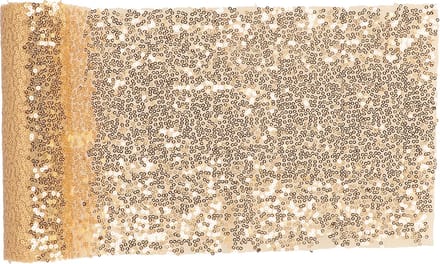 Santex Kerstdiner glitter tafelloper op rol - 2x - goud pailletten - 19 x 300 cm - polyester