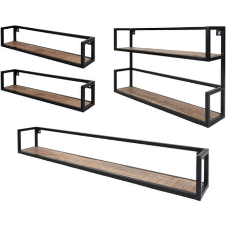 Home67 Set wandplanken vintage 2x 60 cm + 1x 140 cm + 1x duo mangohout