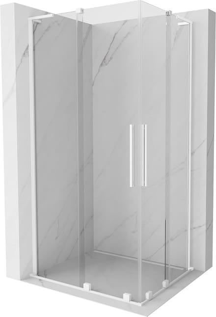 Mexen Velar L Duo schuifdouchecabine 90 x 80 , transparant, wit - 871-090-080-02-03-20