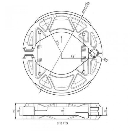 Mâchoire de frein Perftec pour Scooter MBK 125 Hw Oceo 2012 à 2017 AR Neuf