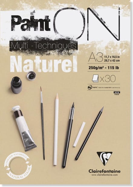 Clairefontaine - Paint ON - Multi-Techniek Pad - Tekenpapier - Schilderpapier -Naturel - A3 - 250 g - 30 vel