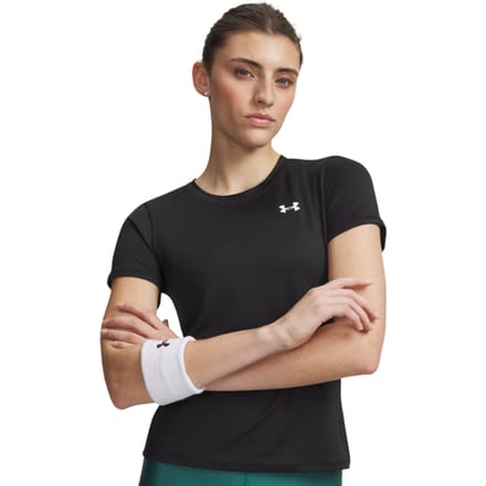 Under Armour Tech Mesh SS-BLK Dames Sportshirt - Zwart - Wit