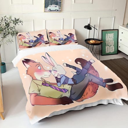 Zootopia Judy Nick Dekbedovertrek Set Dekbed Beddengoed 3D Kinderbeddengoed Set 3-Delig 1 Dekbedovertrek King Size EU Single(135*200cm)3pcs