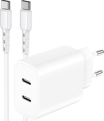 Usb C Adapter 2 poorten - Oplader - Snellader - Usb C Oplader - Adapter usb C - Usb C Lader - Universeel - 1 Meter